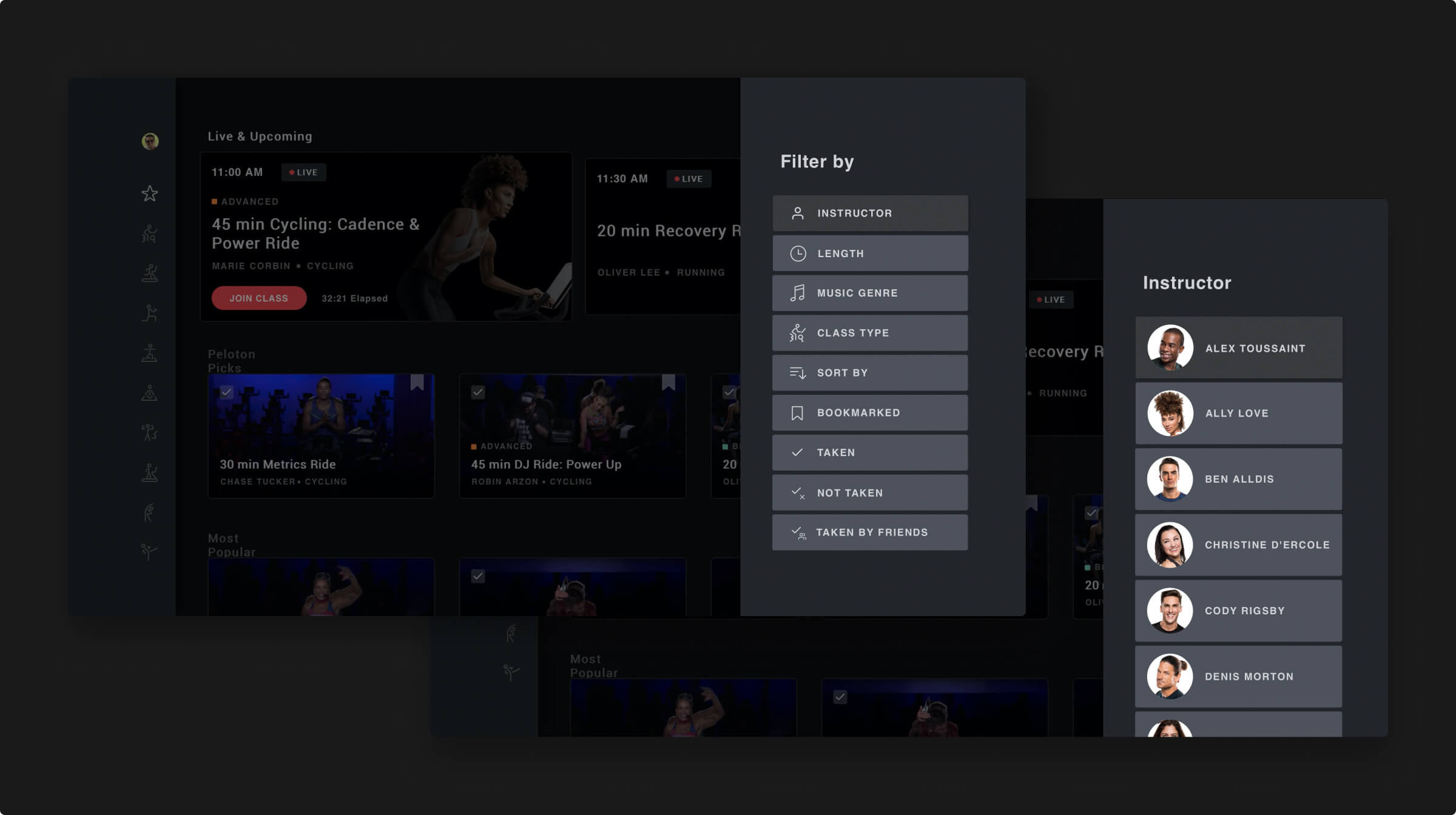 Peloton Content Filters